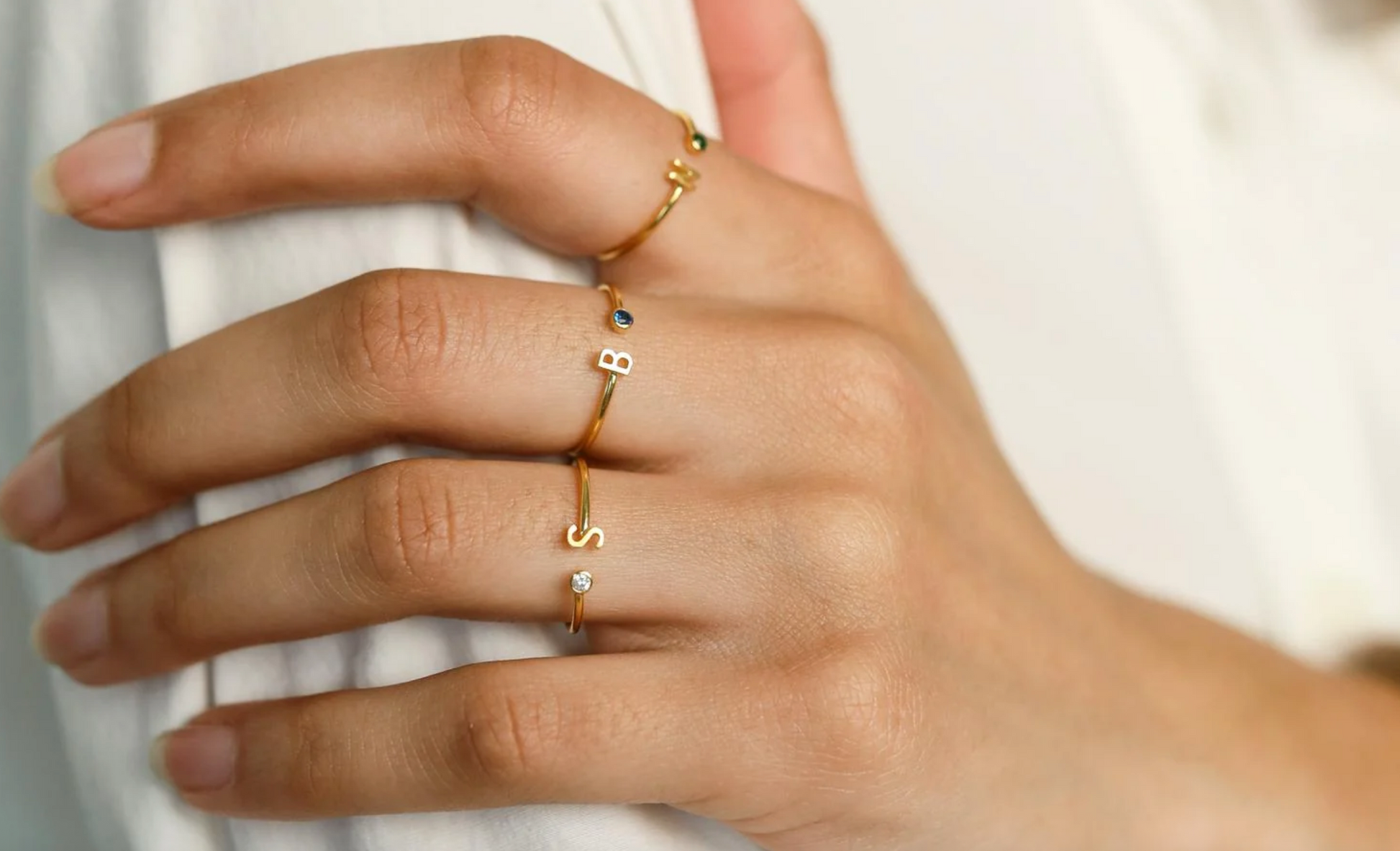 Initial Birthstone Ring