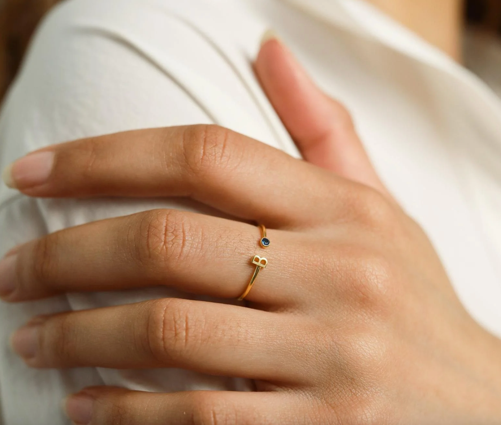 Initial Birthstone Ring