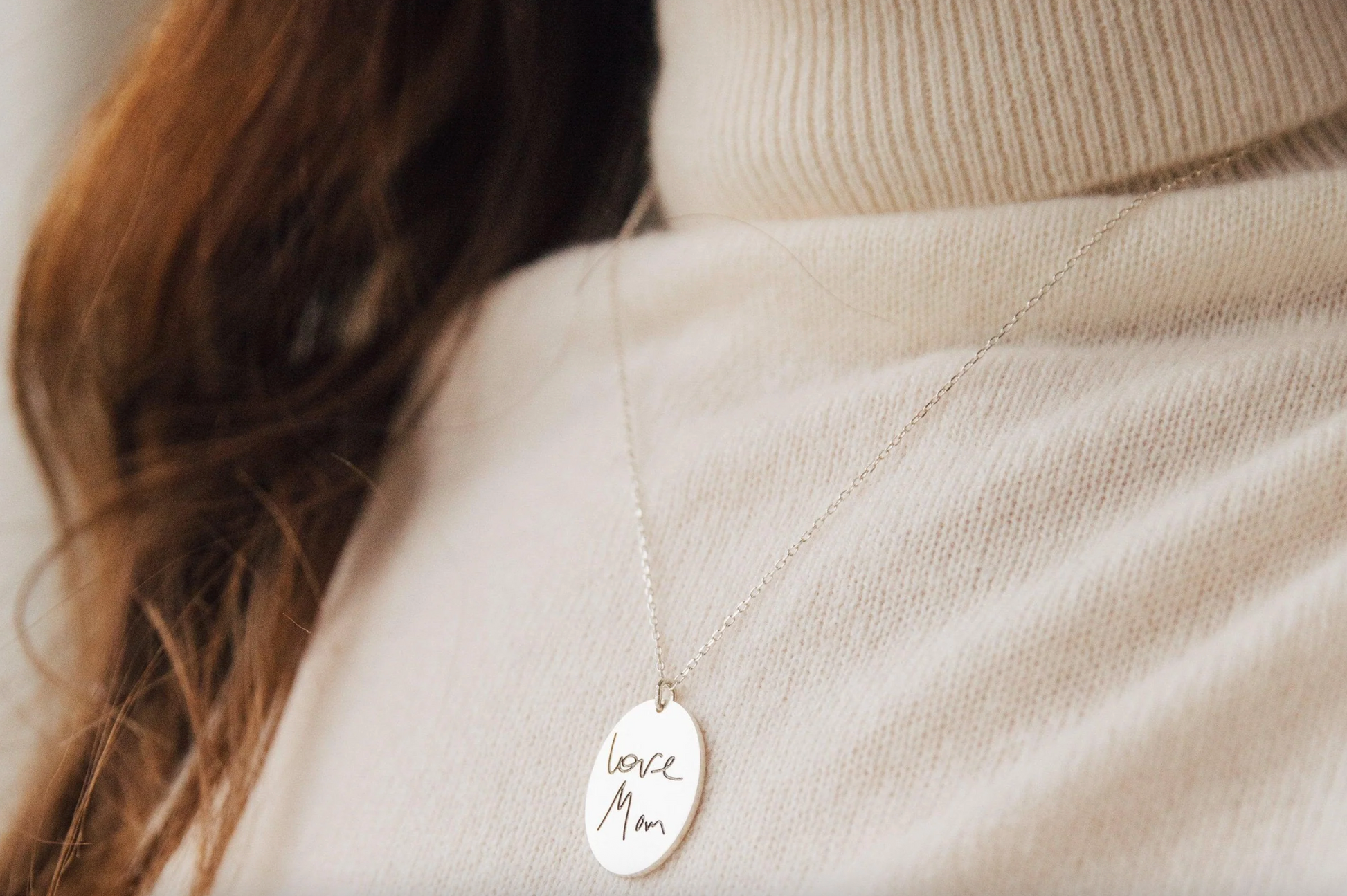 Oval Handwriting Necklace