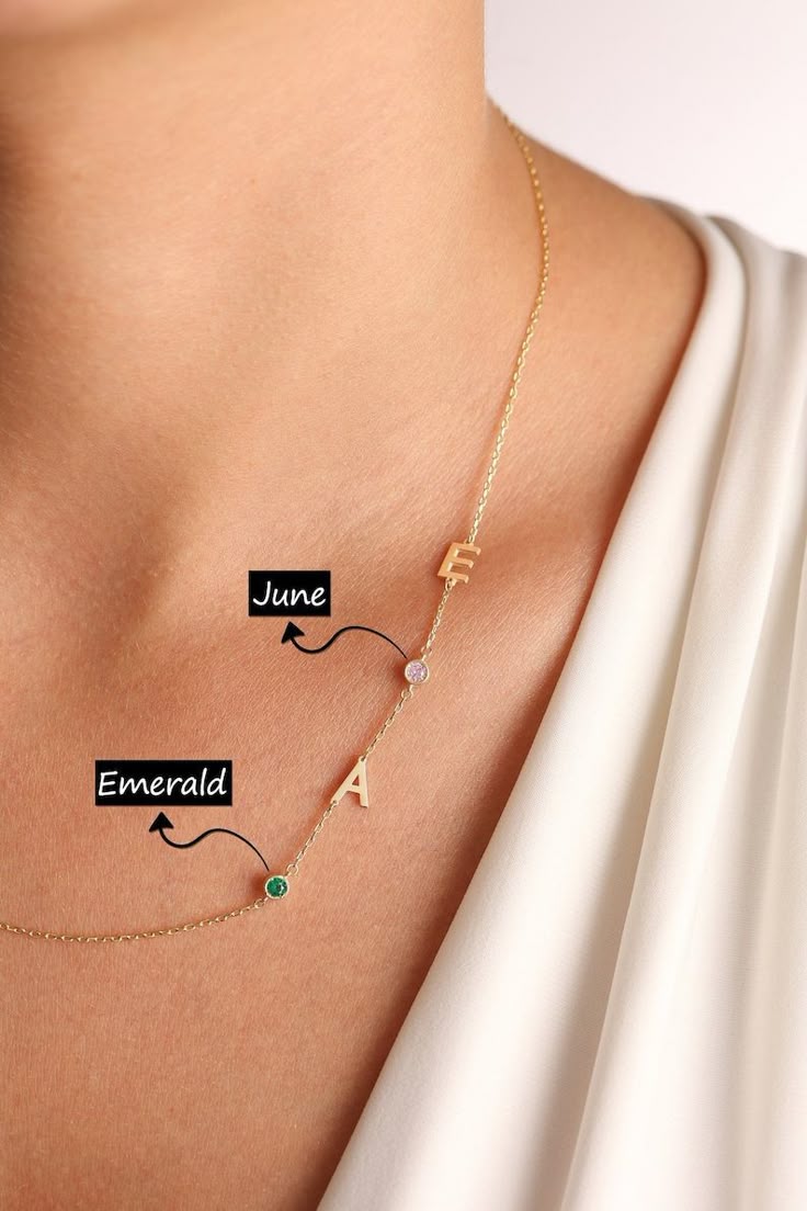 Birthstone Initial Necklace