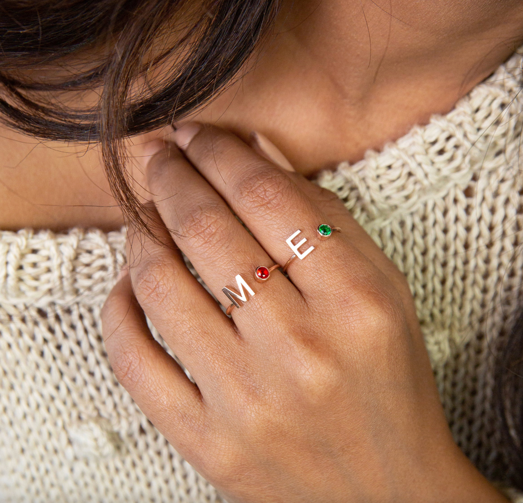 Initial Birthstone Ring
