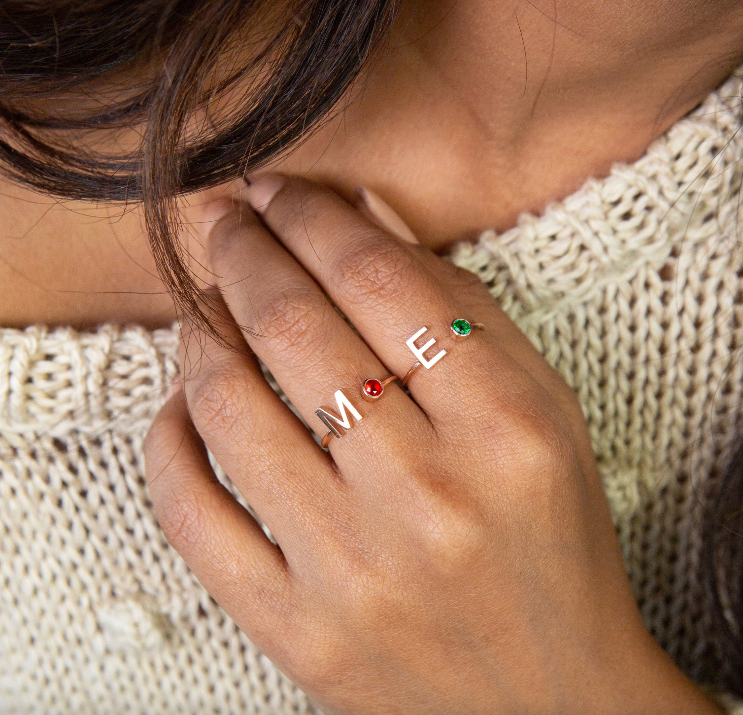 Initial Birthstone Ring