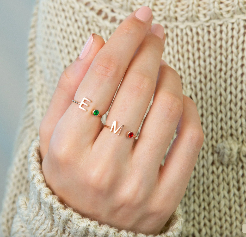 Initial Birthstone Ring